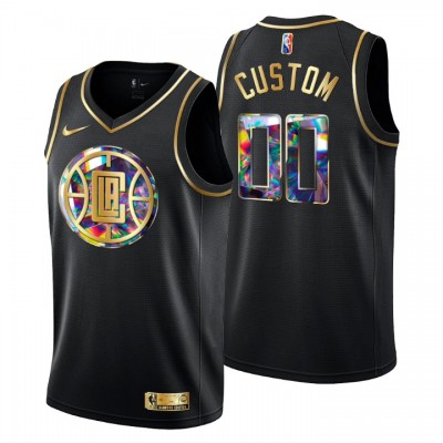 Los Angeles Clippers Custom Men's Golden Edition Diamond Logo 202122 Swingman Jersey Black